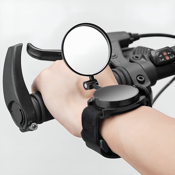 LADYGYM Bike Mirror, Adjustable Wrist Band Rear View Mirror for Cycling, 360 Degree Rotatable Safety Glass for Mountain Road Bikes, 11.8 Inch