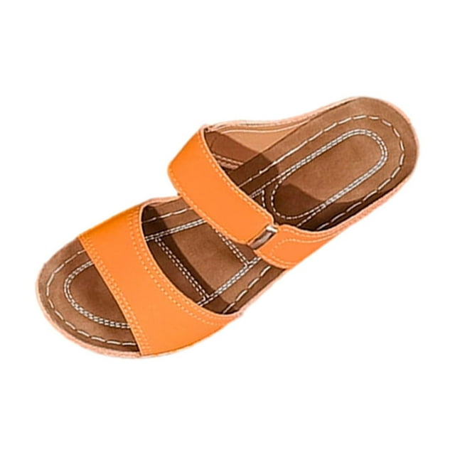 Orange Ladies Wedge Heel Sandals With Peep Toe And Open Toe For Spring And Summer Casual Comfortable Beach Slippers Thick Sole Size 39