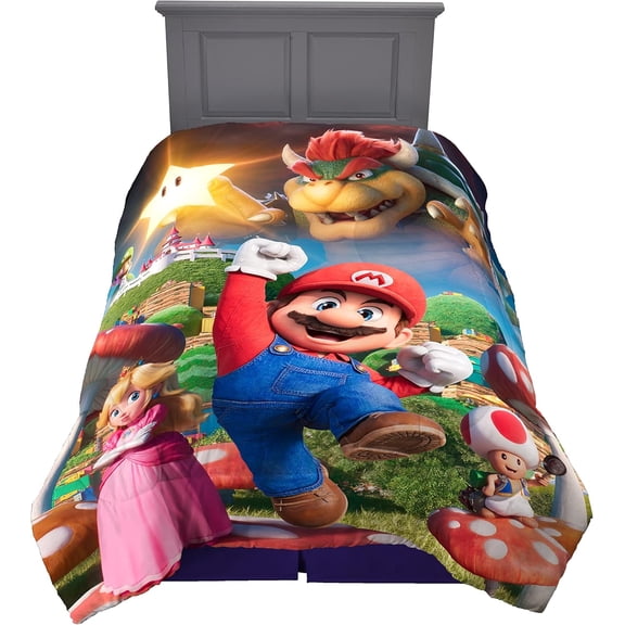 Franco Super Mario Kids Twin/Full Comforter and Pillowcase, 2-Piece Set