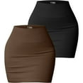 thumbnail image 5 of Women's Basic Elastic High Waist Bodycon Pencil Skirt Casual Ribbed Knit Short Skirt Fashion Streetwear, 5 of 9
