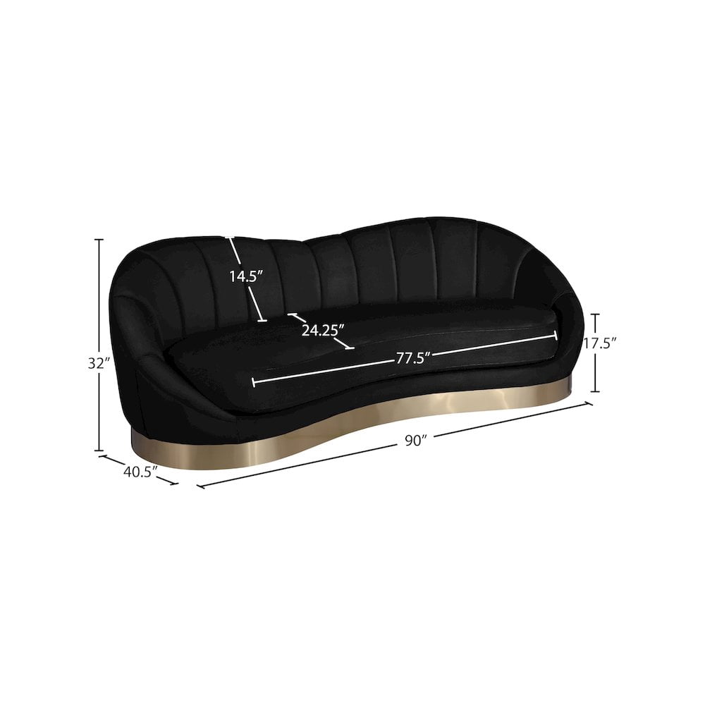 Meridian Furniture Shelly Black Velvet Sofa