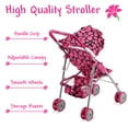 thumbnail image 4 of HUSHLILY - Foldable Baby Doll Stroller with Smooth Rolling Wheels with Adjustable Canopy & Basket - Pink & Black Polka Dots, 4 of 4