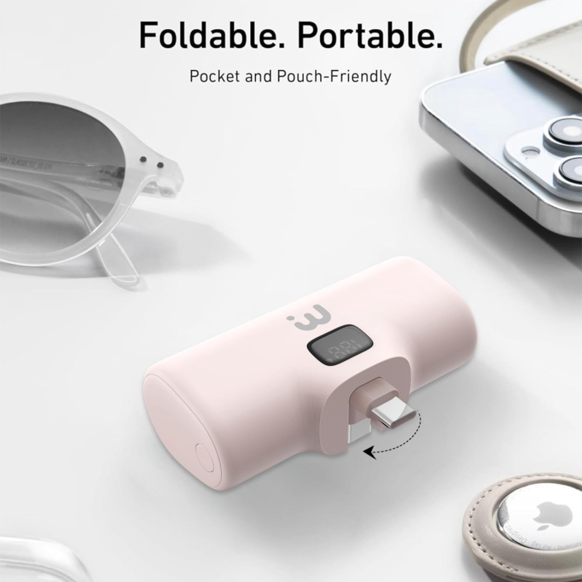 5000 mAh USB‑C Portable Travel-Ready Compact USB-C Quick-Charge Portable Charger with Built-In Stand