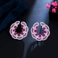 thumbnail image 6 of EOEMY Exquisite Hot Pink Cubic Zircon Circle Twist Tennis Drop Stud Earrings Jewellery, 6 of 9