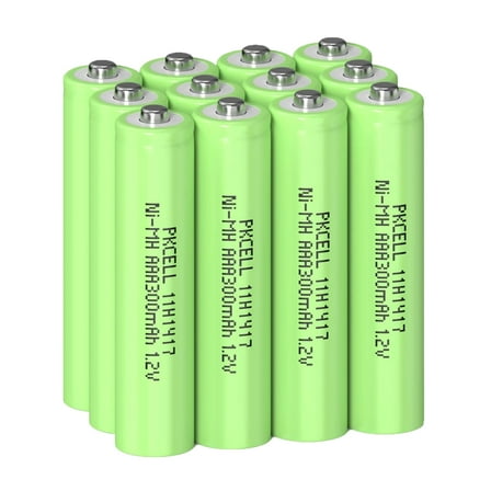 PKCELL 12-Pack Rechargeable AAA NiMH Batteries 300 mAh for Solar Lights 1000 Cycles