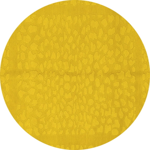 Ahgly Company Indoor Round Abstract Yellow Modern Area Rugs, 3' Round