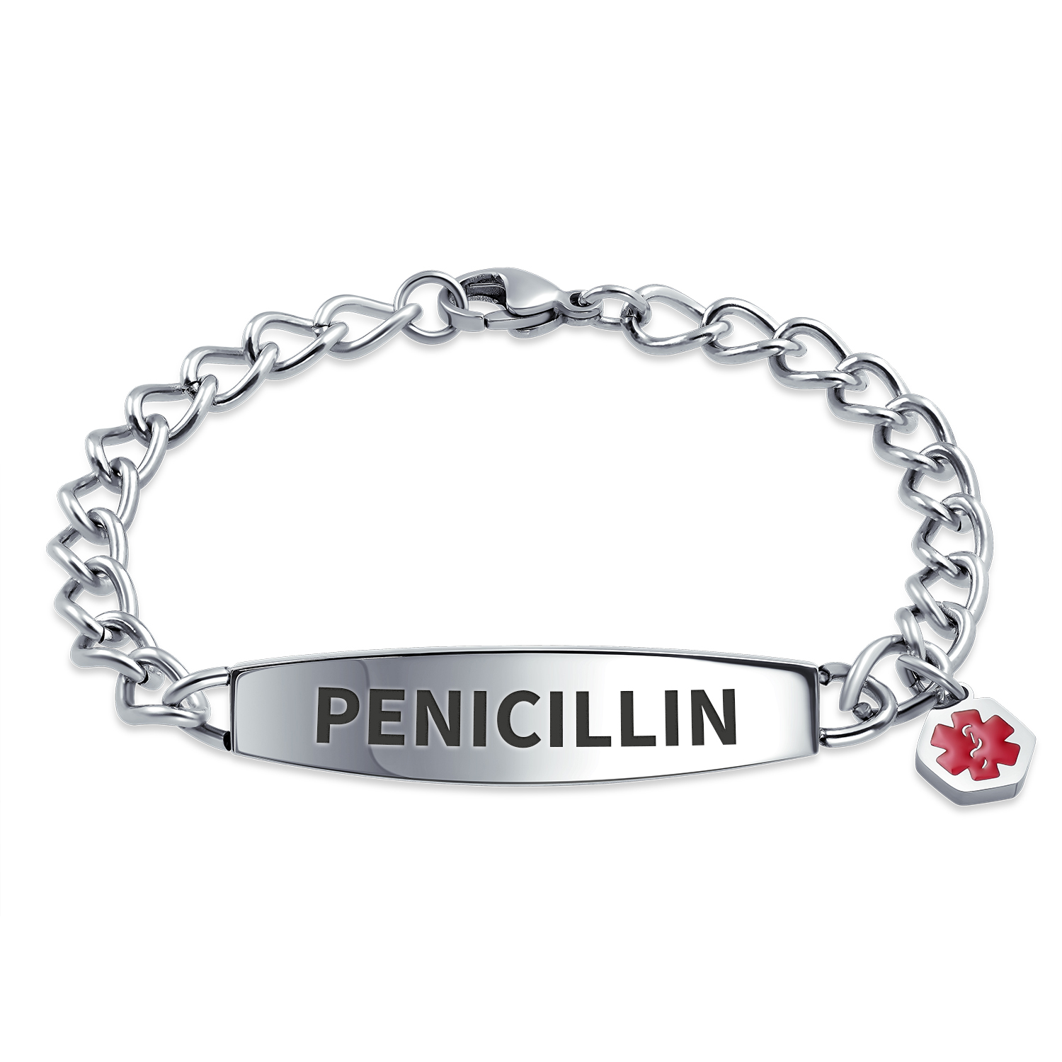 Sterling Silver Medical Alert Anchor Chain ID Bracelet 7.5 or 8.5 inches Custom Engraved Personalized