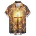 thumbnail image 4 of COSFO Button Down Shirts for Men Short Sleeve Easter Cross Tops Collared Loose Fit Stretch Men Shirts, 4 of 6