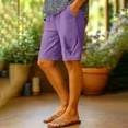 thumbnail image 5 of TaTaai Loose Fit Shorts for Women Cotton Linen Blend Solid Color Capris Casual Summer Bermuda Pants Elastic Waist Comfy Breathable Daily Wear Beach Vacation Gift, 5 of 6