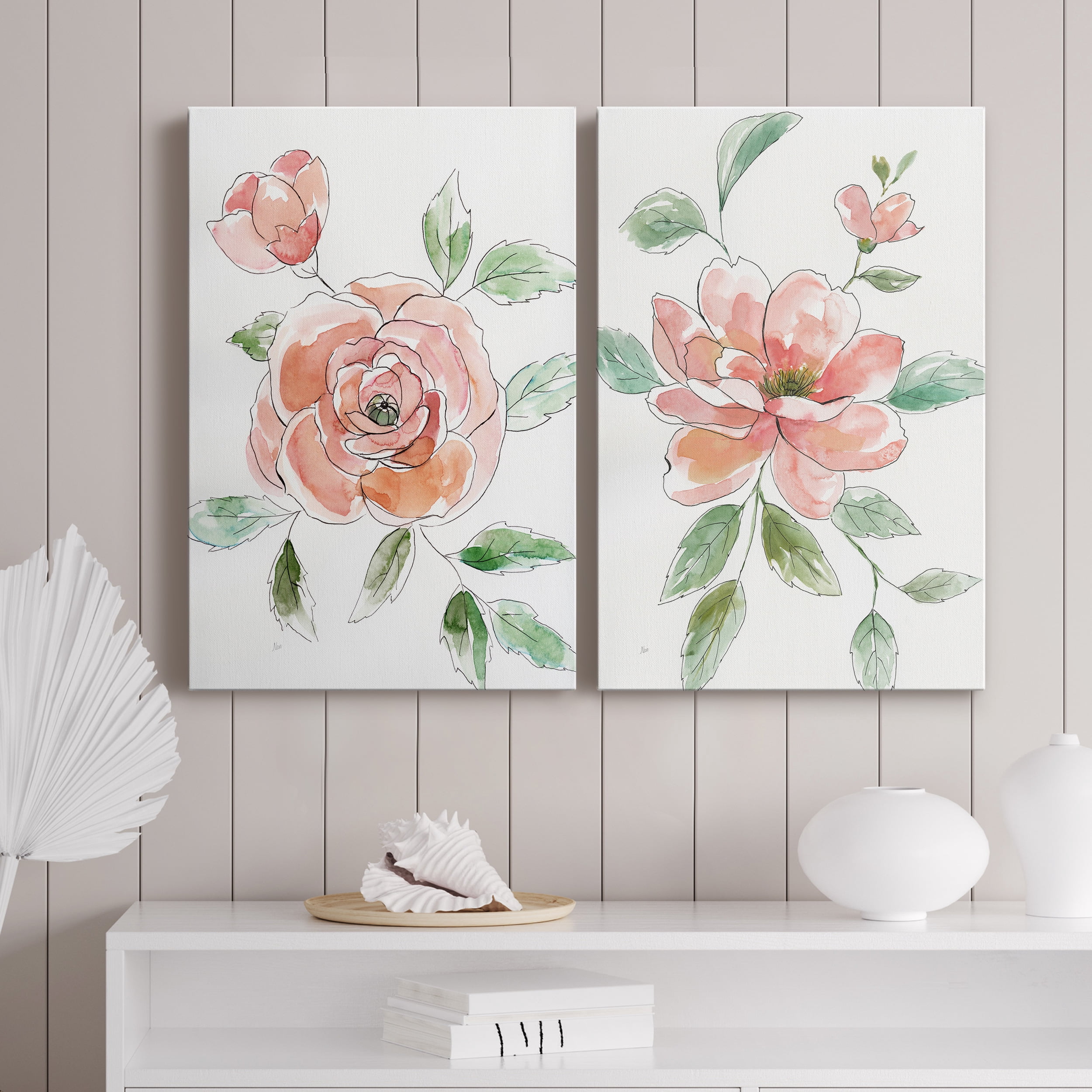Rose Contour Premium Gallery Wrapped Canvas - Ready to Hang - Set of 2 - 18 x 27 Each