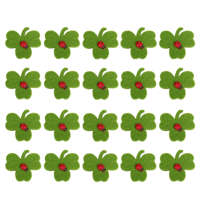 20 piezas/juego de parches bordados de trébol verde, insignias bordadas para coser, apliques, manualidades, decoración, fiestas, confeti