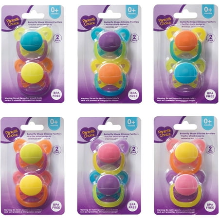 Parent's Choice Silicone Butterfly Shape Pacifiers, 2 Pack