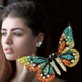 thumbnail image 1 of Earrings Silver Colorful Earrings with Rhinestones Colorful Earrings Female Exaggerated European and Retro Earrings, 1 of 3