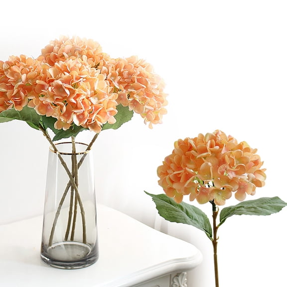 1PC Premium Champagne Hydrangea Artificial Flowers Bouquets,Silk Hydrangea Flowers Heads with Stems, Fake Hydrangeas Flowers Arrangement,Faux Hydrangea Decor for Home Wedding Party Table Centerpieces