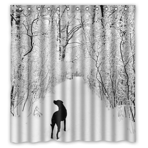HelloDecor Labrador dog Shower Curtain Polyester Fabric Bathroom