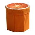 thumbnail image 1 of EeaseCA Creative Fruit Folding Storage Organizer Ottoman Stool Footstool Seat Storage Box Size Small (Orange), 1 of 8