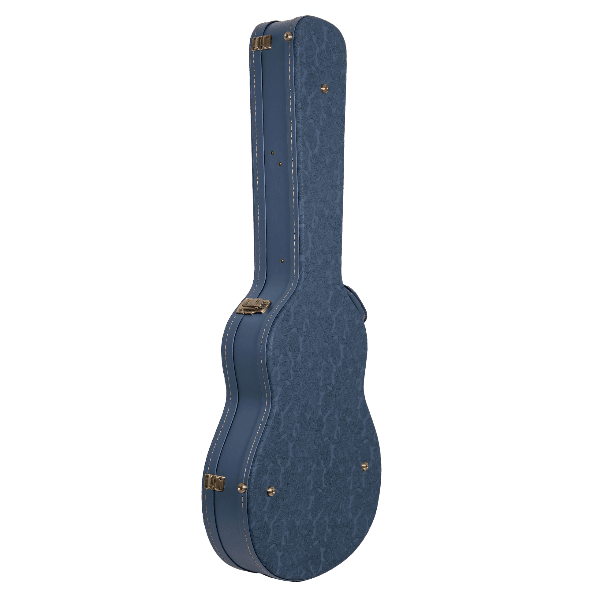 Crossrock Relief Series - Premium Wooden Case for 335 Style 6-string Semi-Hollow Electric Guitars, featuring a Highly Textured Surface and Mink Imitation Fleece Interior - Smoke Blue