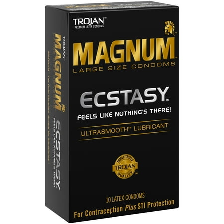 Trojan Magnum Ecstacy Large Size Lubricated Latex Condoms - 10 ct