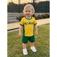 thumbnail image 5 of BemeyourBBs Toddler Baby Boy Game Day Football Outfit Infant Baby Boys Summer Clothes 6 12 18 24 Months 2 3 4 Years Short Sleeve Soccer Letters Print T Shirt Tops with Shorts 2Pcs Set, 5 of 9
