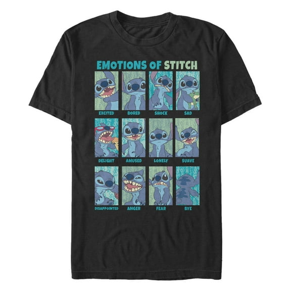 Men's Lilo & Stitch Emotions Of Experiment 626 Graphic Tee Black Medium