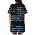 thumbnail image 3 of Naloa Navy Camouflage American Flag Women's Short-Sleeved Pajama Set, Loungewear, Summer pajamas, Breathable Cozy - 3X-Large, 3 of 9