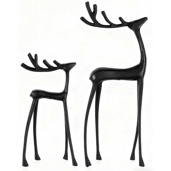 syligr 2PCS European Deer Statue Ornament, Tabletop Decor for Home Bar, Christmas Mantle Scenery for Indoor Living Room, Winter Themed Decor Centerpiece for Shelf, Christmas Gift