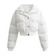 thumbnail image 1 of Chaqueta de algodón con cremallera de manga larga, color sólido, cuello adelgazante, estilo corto de moda, 1 of 6
