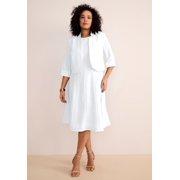 Roaman's Women's Plus Size Elbow Sleeve Fit-And-Flare Dress With Bolero Jacket – 2-Piece Suit
