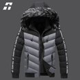 thumbnail image 2 of Winter Jacket Men 2023 Fur Collar Hooded Thick Warm Cotton Outwear Man Patchwork Parka And Coats Windbreaker Parkas Male M-5xl, 2 of 5