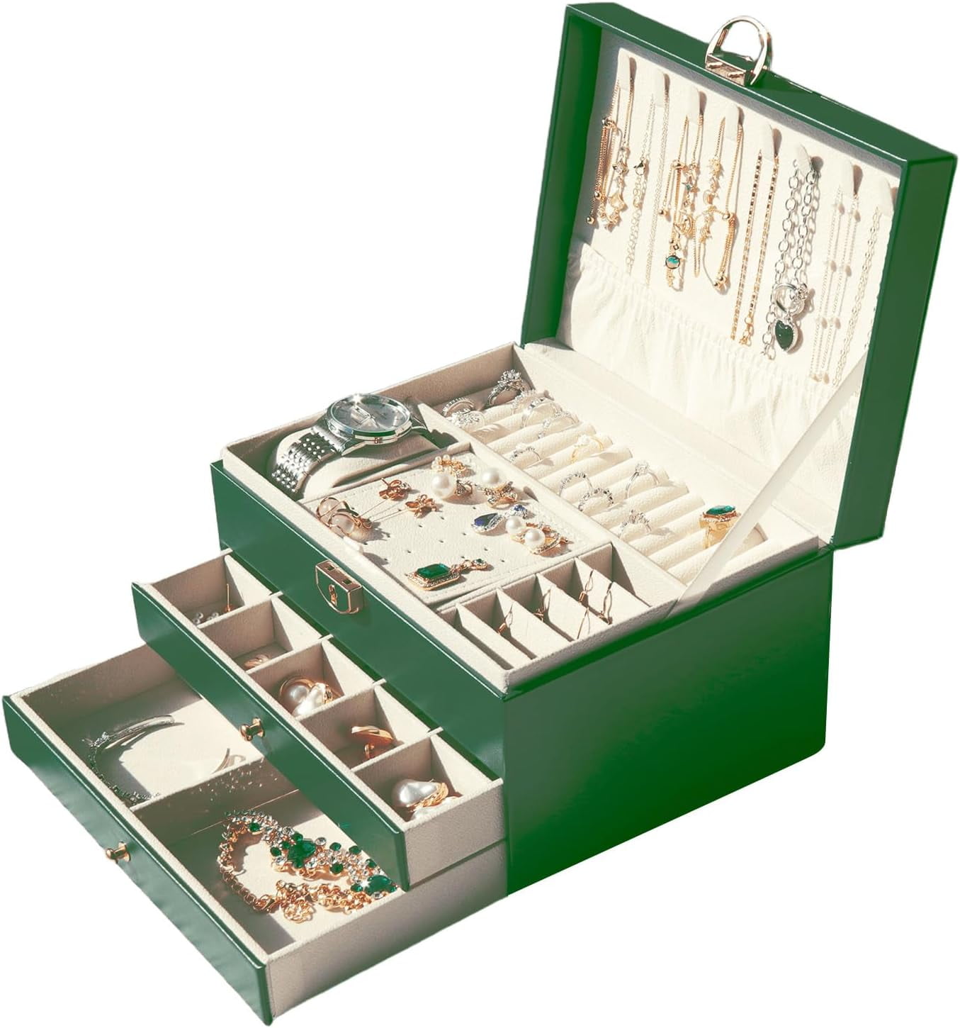 Jewelry Organizer -& Multiple Compartments - Premium Jewelry Storage for Necklaces, Rings, Bracelets - Nice Christmas Gift for Women, Men