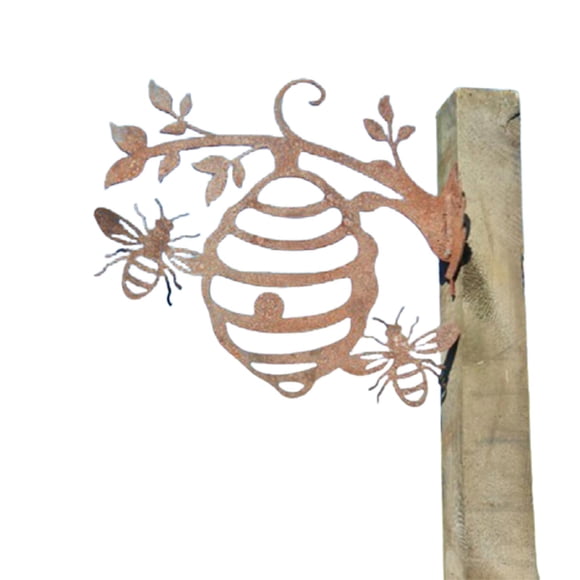 Cadeau de la Fête des Pères Décoration de Jardin Ruche d'Abeilles Silhouettes en Fer Arbre à Brancher