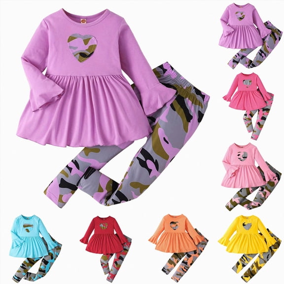 larppty Kids Little Girls Clothes Toddler Fashion Fall Outfits Girls' Clothing Sets (Purple,4-5 Years)