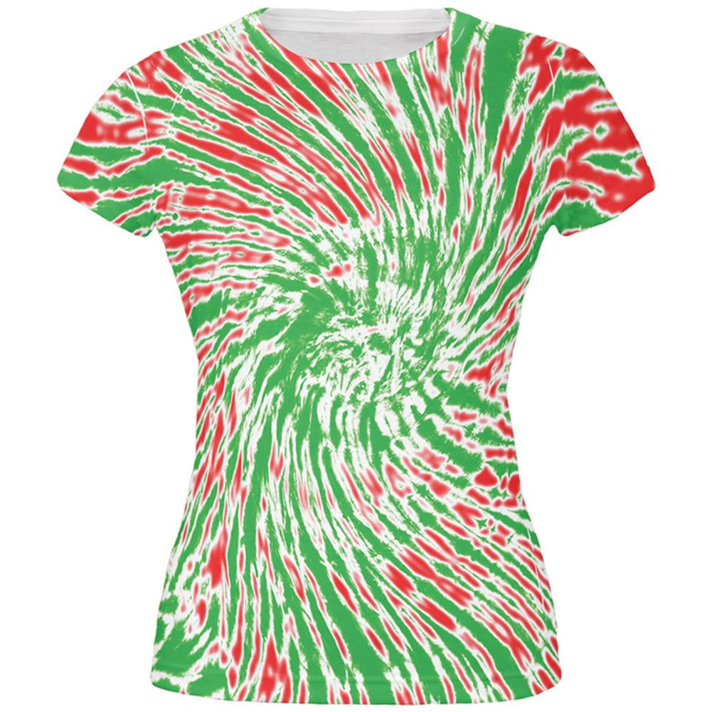 green and red tie dye shirt