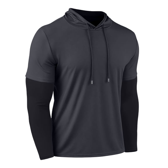 LEKWK Mens Hoodies Pullover Loose Fit Layered Look Long Sleeve T Shirts Faux Twinset Graphic Sweatshirts Casual Fall Top