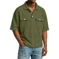 thumbnail image 5 of Mens Polo Shirts Short Sleeve Collared Henley Waffle Shirt Summer Lightweight Golf Shirts Beach T-Shirts Army Green XL, 5 of 5
