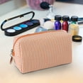 thumbnail image 5 of Striped Makeup Bag, Cosmetic Bag, Stylish Striped Daily Makeup Pouch for Travel and Organization, Lightweight Compact Grooming Bag with Ample Space for Toiletries and Cosmetics, Versatile Accessory, 5 of 9