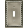 Brainerd 64905 Beaded Single Toggle Switch Wall Plate Switch Plate Cover Brushed Satin Pewter
