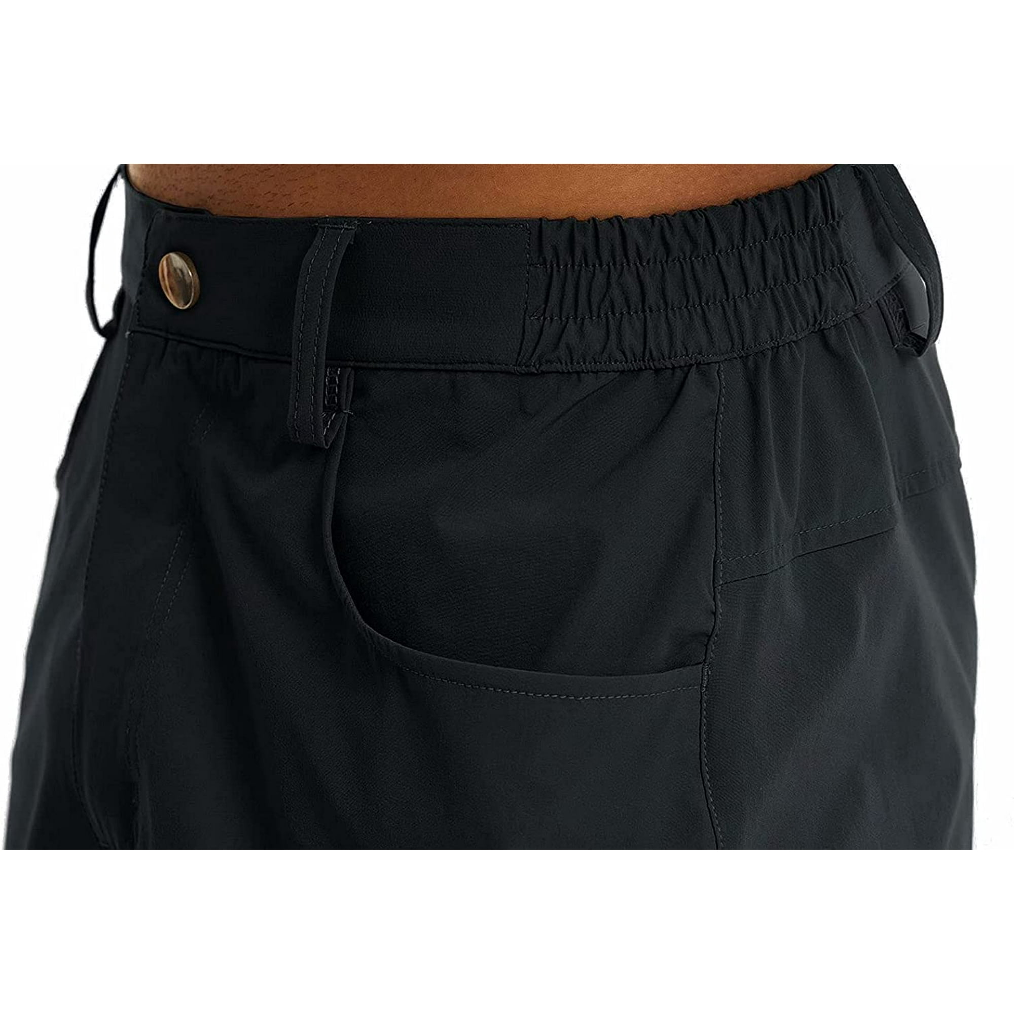 Yeashow Men s Hiking Shorts Quick Dry Lightweight Summer Athletic Jogger Work Cargo Shorts With 5 Pockets Black 34