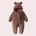 thumbnail image 5 of Lumosvexa Baby Hooded Jumpsuits Fleece Soft with Zipper Long Sleeve Winter Warm Comfort Onesie Brown 9M, 5 of 5