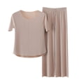 thumbnail image 2 of Asgosdo Pajama Sets for Women Short Sleeve Shirt with Long Pajama Pant Set Soft PJ Loungewear, 2 of 4