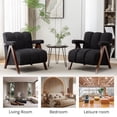 thumbnail image 6 of DRKAT Mid Century Modern Accent Chair with Solid Wood Frame, Boucle Upholstered Living Room Chairs with Thick Cushion, Comfy Tufted Arm Chair for Bedroom, Black, 6 of 7