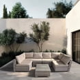 thumbnail image 4 of Ilios Innova | Juego de Sala para jardín para seis personas Fabricada en Mimbre sintético | Incluye 3 sofás para Exterior con Cojines Impermeables y 1 Mesa Centro de Cristal Templado, 4 of 9