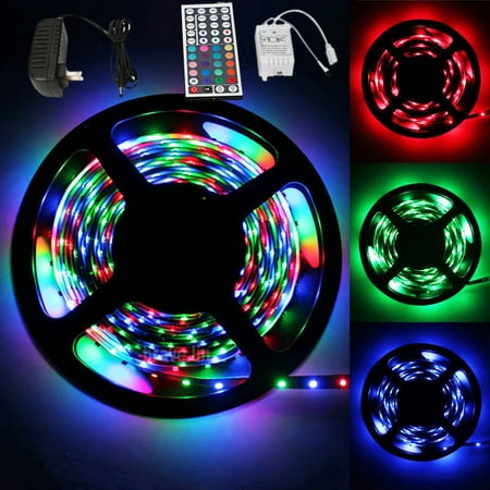 Zimtown 16.4Ft 300 LED RGB Strip Light SMD3528,IP20,Kit Set With 12V 2A Power Supply and Remote Controller;Felxible