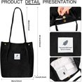 thumbnail image 2 of Corduroy Tote Bag for Women Canvas Shoulder Cord Purse with Inner Pocket, 2 of 4