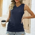 thumbnail image 4 of Diufon Womens Tank Tops Summer Casual V Neck Sleeveless T-Shirts Solid Color Pleated Tunics, 4 of 7