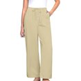 thumbnail image 2 of FNFYFH Clearance Ladies Casual Long Linen Trousers Loose Fit Solid Color Summer, 2 of 8