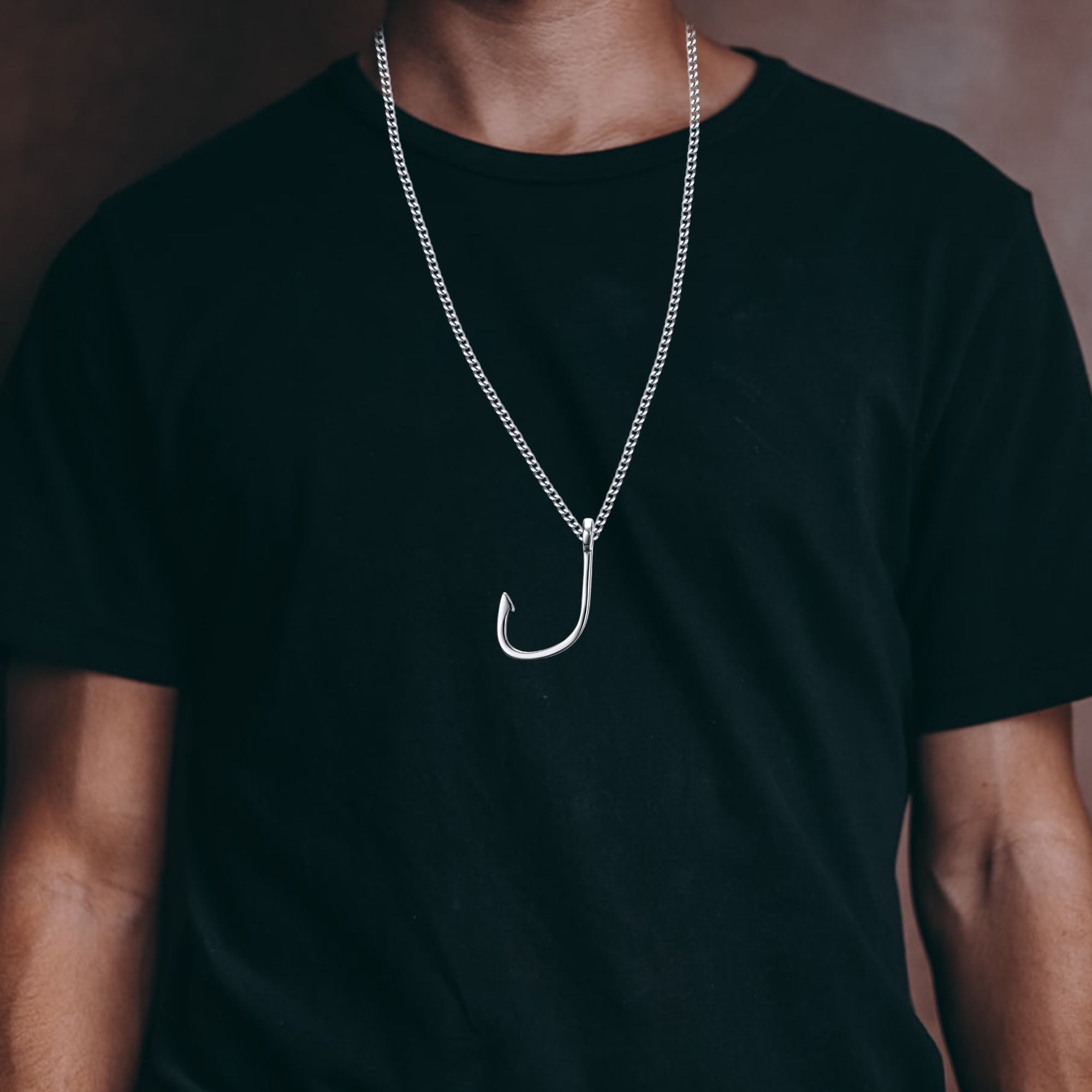 Mens Stainless Steel Hook Pendant