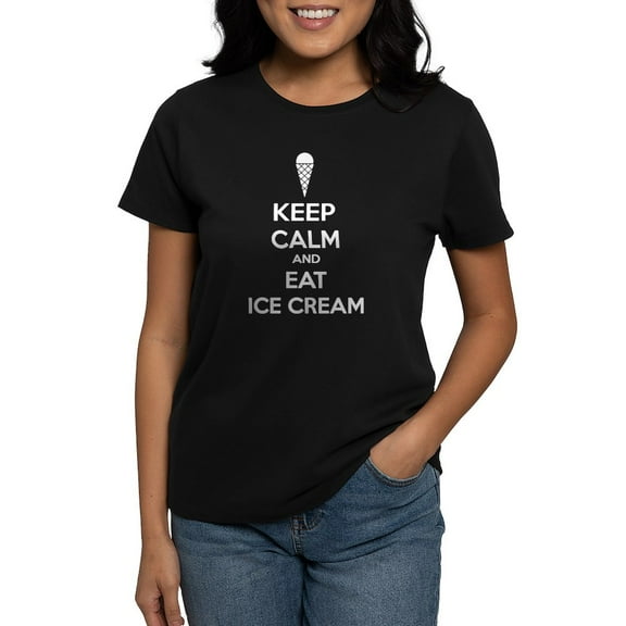 CafePress - Keep Calm And Eat Ice Cream Women's Dark T Shirt - Women's Traditional Fit Dark T-Shirt