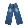 thumbnail image 5 of CPNG Boys Baggy Retro Jeans Straight Wide Leg Distressed Pants Casual Lightweight Fashion Button Front Zipper Denim Pants(Blue,6-7 Years), 5 of 5