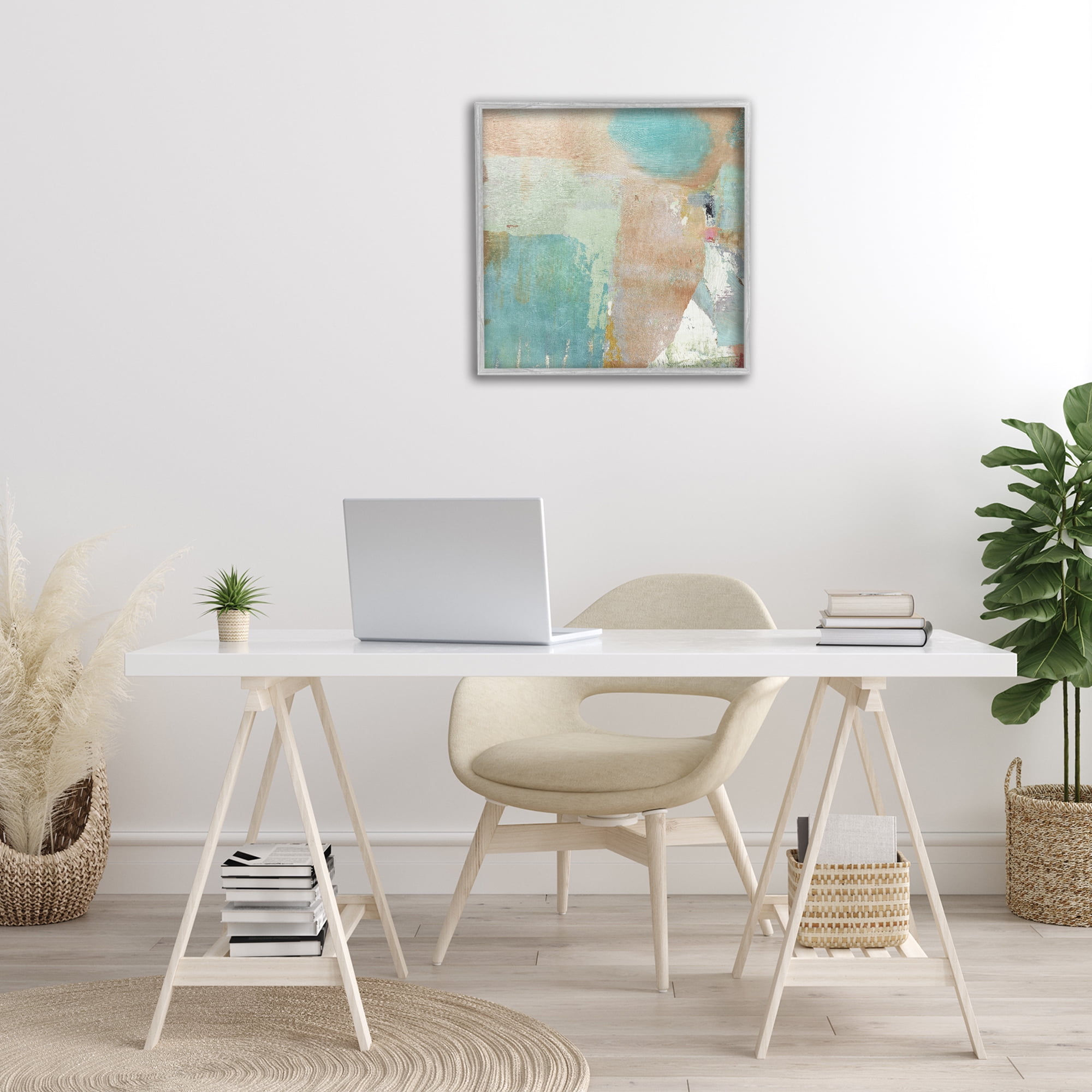Stupell Industries Rustic Paint Strokes Abstract Painting Gray Framed Art Print Wall Art, 24 x 24